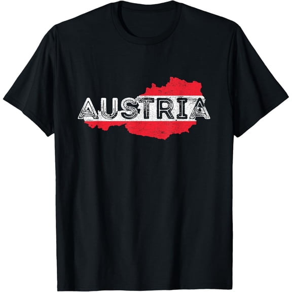 Austrian Map and Flag Souvenir - Distressed Austria T-Shirt