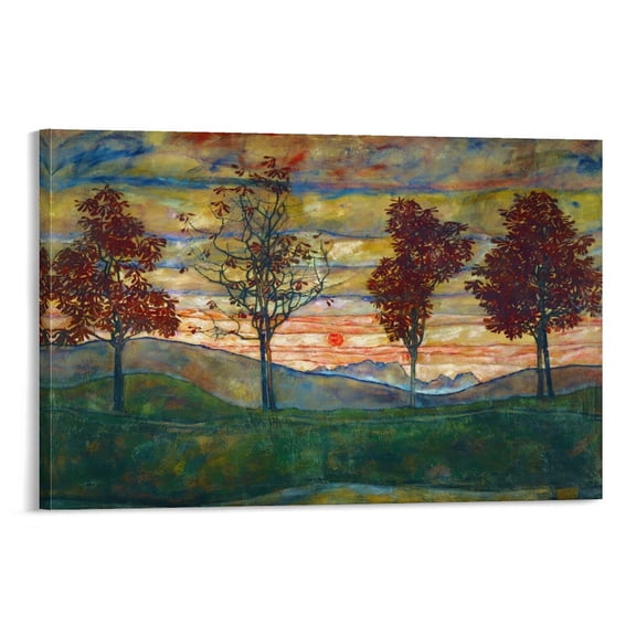 Austrian Painter Egon Schiele Four Trees Abstract Art Poster Print Canvas Poster Wall Art Picture Prints Hanging Photo Gift Decor Home Posters Artworks 24x36inch(60x90cm)