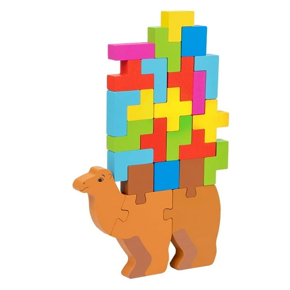 Ausugar Montessori Dinosaur Camel Toys for 2 3 4 Year Old Boys - Wooden Stacking Dinosaur Toys for Kids 2-4 3-5, Toddler Balancing Block Sets