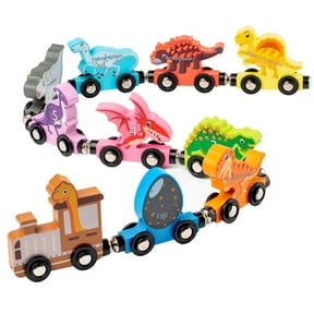 Ausugar Wooden Train Set with Dinosaur Toys, G Scale, Educational Learning Toy