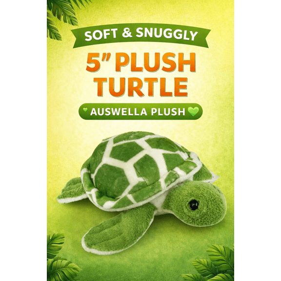 Auswella 5-Inch Turtle Plushie: Auswella's Adorable and Soft Stuffed Animal for Huggable Fun
