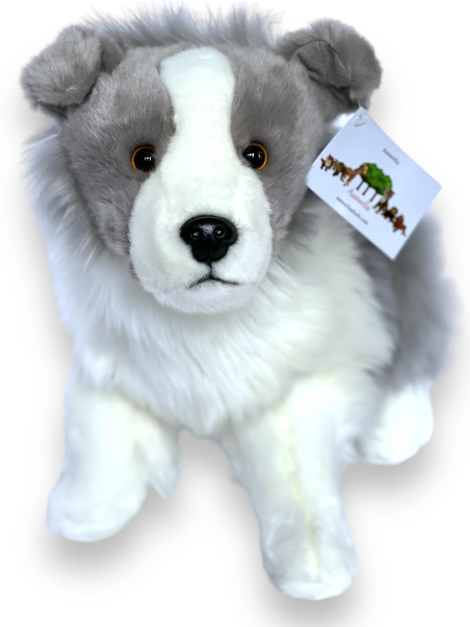 Auswella Grey Coated Border Collie Plush Animal Stuffed Animal Plushies