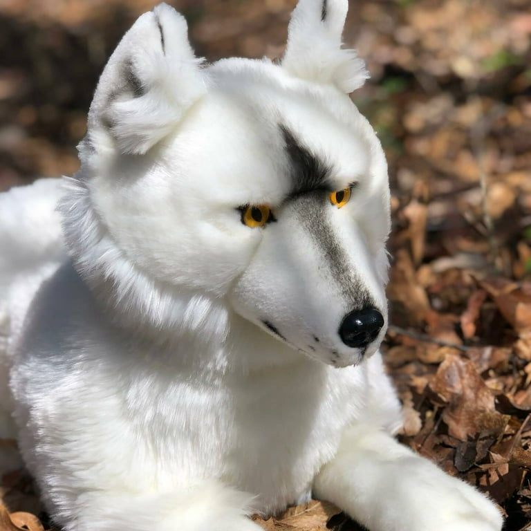 Auswella® Plush Arctic Wolf, 20-Inch, Realistic White Furry Toy
