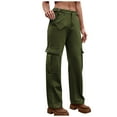 thumbnail image 1 of Ausyst Cargo Pants Women Mid-waist Pocket Denim Overalls Casual Pants In Spring And Summer Clearance, 1 of 4