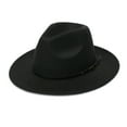 thumbnail image 1 of Ausyst Cowgirl Hat Classic Womens Fashion Classic Wide-Brim Floppy Panama Hat Belt Buckle Wool Fedora Hat Hat on Clearance, 1 of 3
