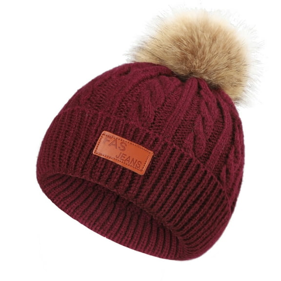 Ausyst Hats Clearance! NEW 1-11 Years Old For Girls Boys Kids Winter Beanie Hat Warm Knit Thick Ski Cap With Fluff Ball