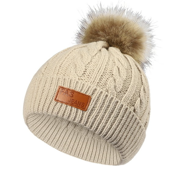 Ausyst Hats Clearance! NEW 1-11 Years Old For Girls Boys Kids Winter Beanie Hat Warm Knit Thick Ski Cap With Fluff Ball