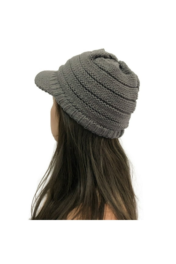 Hats Clearance! Women Solid Stitching Outdoor Plush Hats Crochet Knit Beanie Cap Peaked Cap