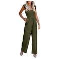 thumbnail image 1 of Ausyst Jumpsuits for Women Dressy Solid Color Comfortable Casual Versatile Suspender One-piece Wide Leg Bib Pantss Summer Baggy Rompers Clearance, 1 of 4