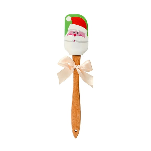 Ausyst Kitchen Utensils Christmas Design Spatula Wooden Handle Silicone Scraper Kitchen Baking Tools New Clearance