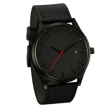 Ausyst Men's Watch Couple Fashion Leather Band Analog Quartz Round Wrist Business men's watch Watches for Men on Sale Clearance