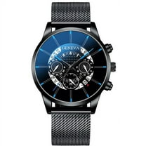 Ausyst Men's Watch Fashion Cool Unique Digital Literal Multi Layer Dial Men Quartz Mesh Belt Watch Watches for Men on Sale Clearance