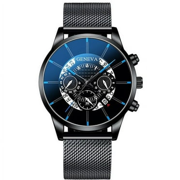 Ausyst Men's Watch Fashion Cool Unique Digital Literal Multi Layer Dial Men Quartz Mesh Belt Watch Watches for Men on Sale Clearance