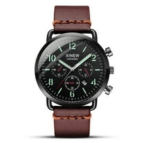 Ausyst Men's Watch Fashion Sport Men's Alloy Case Leather Band Quartz Analog Wrist Watch Watches for Men
