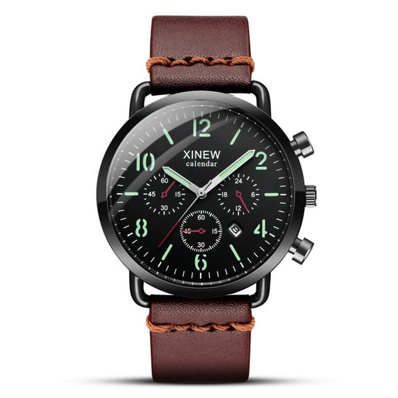 Ausyst Men's Watch Fashion Sport Men's Alloy Case Leather Band Quartz Analog Wrist Watch Watches for Men