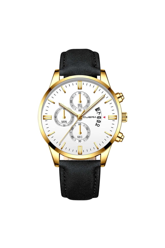 Men's Watch Fashion Sports Men's Stainless Steel Case Leather Strap Quartz Watch Analog Watc Watches for Men