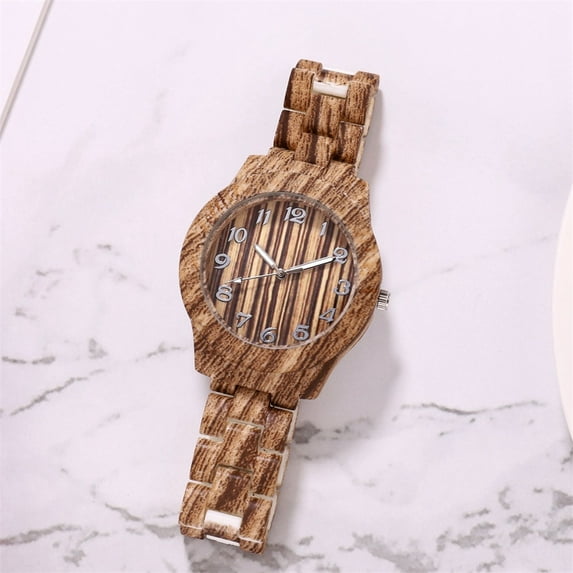 Ausyst Men's Watch High-End Fashion Wood Grain Men's Watch Digital Wood Grain Quartz Watch Watches for Men