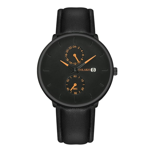 Ausyst Men's Watch Trend Creative Dial Double Eyes Three Hands Belt Calendar Strap Men's Watch Gift Watches for Men