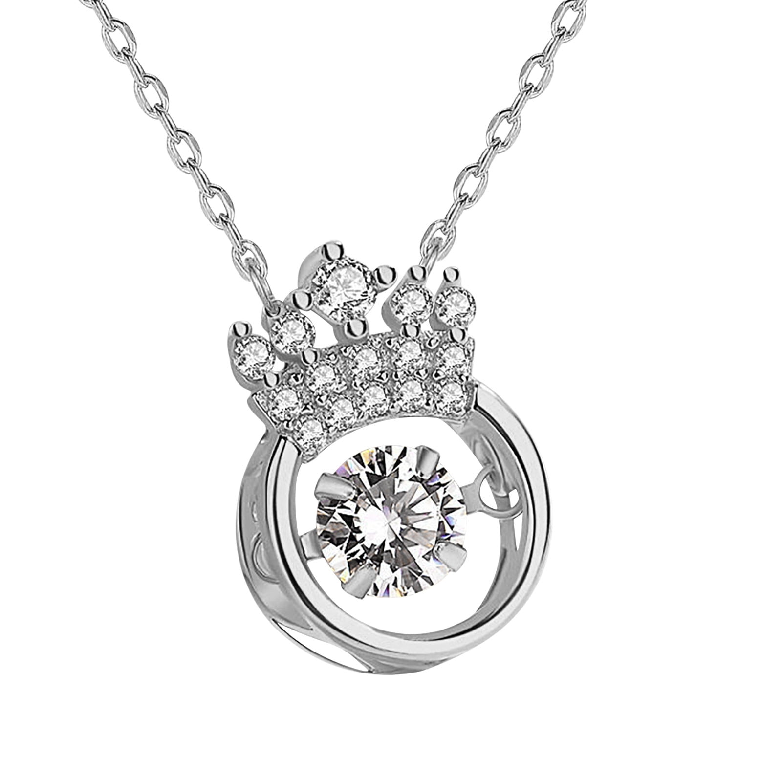 Ausyst Necklaces for Women Personalized Sparkling Crown Necklace