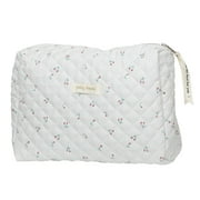 Ausyst Organization Storage Kawaii Makeup Bag Cotton Makeup Bag Fragmentary Makeup Handbags Zipper Korean Quilted Travel Organizer Portable Cute Beauty Case Floral Print Large Capacity Gift Clearance