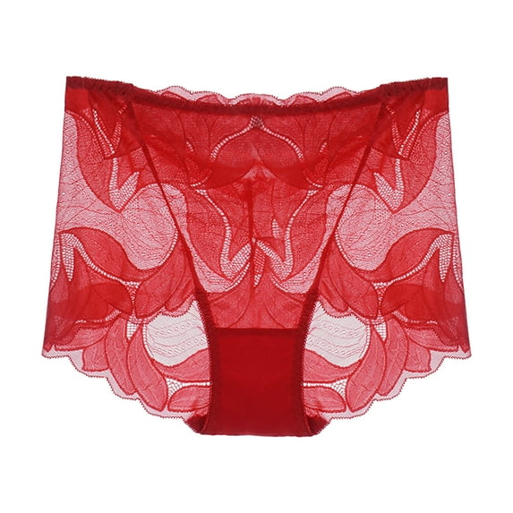 Ausyst Panties for Women Ladies Silk Lace Underwear,Mid-raist Hollow Buttocks Comfortable Briefs Embroidered Cotton Crotch Women's Underwear Clearance