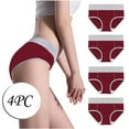 thumbnail image 1 of Ausyst Panties for Women 4PC Women Solid Color Patchwork Briefs Panties Underwear Bikini Underpants Clearance, 1 of 5