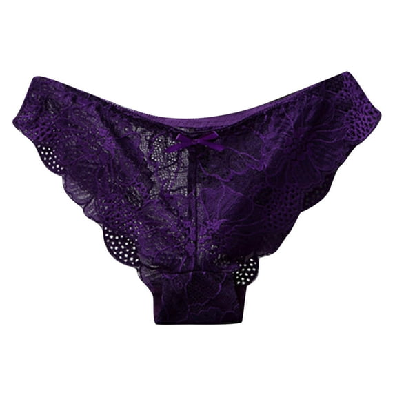 Ausyst Panties for Women Women Sexy Cute Bowknot Design Crochet Full Lace Panties Low Waist Briefs Clearance