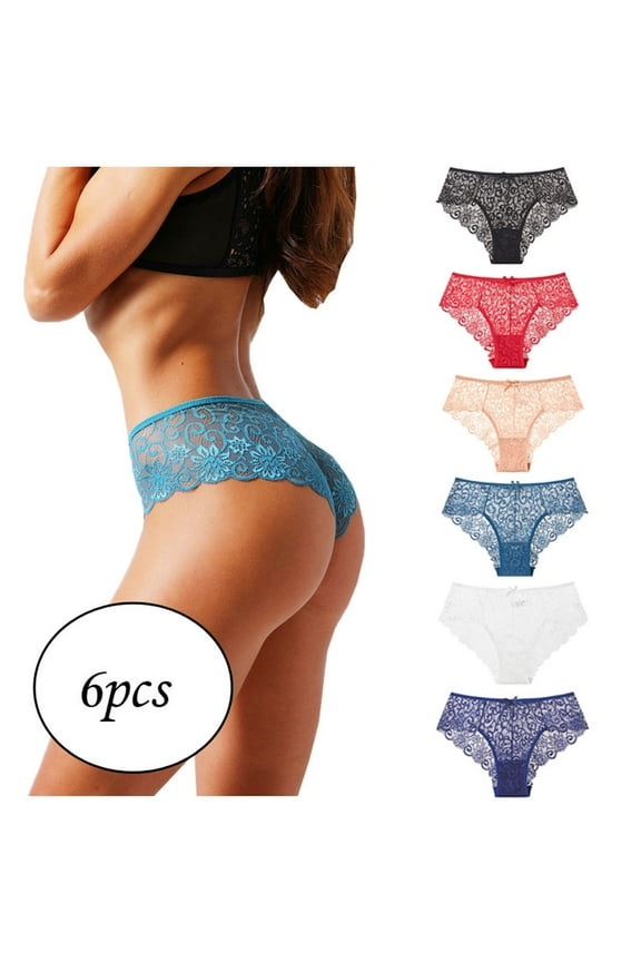 Panties for Women Women's Sexy Underwear Lace Bikini Panties Comfy Lace Briefs Pack Of 6 Clearance