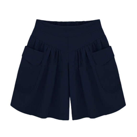 Ausyst Shorts for Women Flowy Shorts Fashion Solid Color Casual Wide Leg Ruffle Loose High Waist Shorts Pants