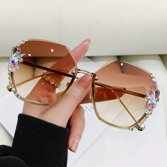 Ausyst Sunglasses Womens 2023 Diamond-Studded Sunglasses Women Anti-Sunglasses Women Fashion Driving Travel Glasses Korean Trend on Clearance