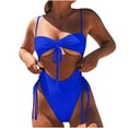 thumbnail image 1 of Ausyst Swimsuit Women Fashion Casual Solid Color and Printing Waist Slim Binding Hollow Out Bikinis Sets, Summer Clearance!, 1 of 4