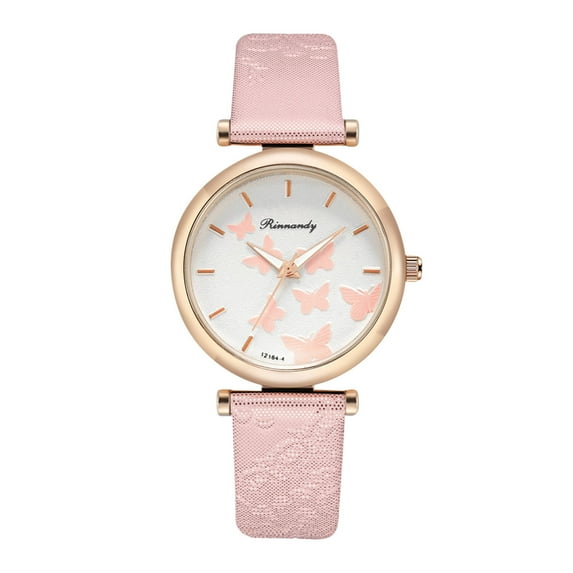 Ausyst Watch for Women Embossed Band Butterfly Ladies Watches White on Sale Clearance