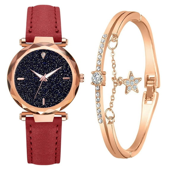 Ausyst Watch for Women Fashion Ladies Alien Mirror Watch Bracelet Watch Set Elegant Geometric Bracelet