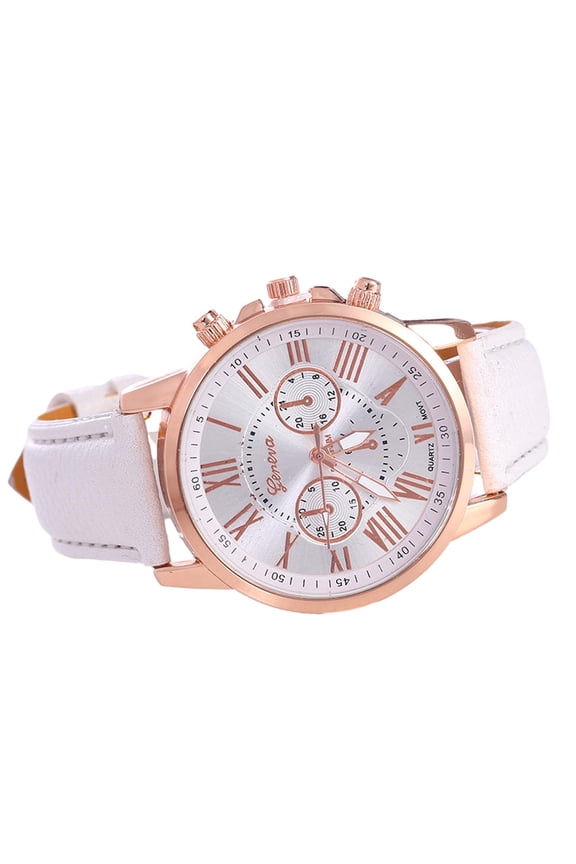 Watch for Women Fashion Leather Strap Stainless Steel Quartz Watch Pointer Watch