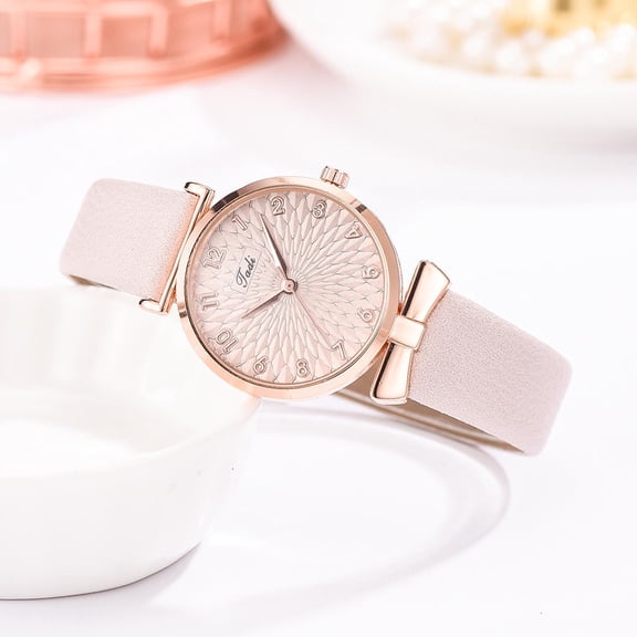 Ausyst Watch for Women Watches Bracelet Set Flowers Ladies Bracelet Watch Casual Leather Quartz