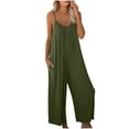 thumbnail image 1 of Ausyst Wide Leg Jumpsuits for Women Strap Jumpsuit Summer New Style Solid Color Pocket Casual Jumpsuit Female Summer Baggy Rompers Clearance, 1 of 5