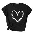 thumbnail image 1 of Ausyst Women Tops Cute Heart Graphic Crewneck Short Sleeve Regular Fit Casual Tee T-Shirts Summer Blouse Black M, 1 of 1