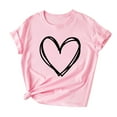 thumbnail image 1 of Ausyst Women Tops Cute Heart Graphic Crewneck Short Sleeve Regular Fit Casual Tee T-Shirts Summer Blouse L Clearance, 1 of 1