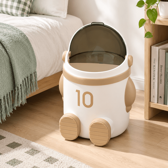 Aut Trash Can 3.2 Gal Removable Lid Khaki