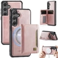 thumbnail image 1 of AutSpace Case For Samsung Galaxy S24 5G / S25 5G , RFID Blocking, PU Leather,Compatible With MagSafe Detachable 2 In 1 Wallet With Card Holder,Kickstand Magnetic Protective Cover,Pink, 1 of 9