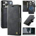 thumbnail image 1 of AutSpace For iPhone 17 Pro Max [Compatible With MagSafe] 2-in-1 Detachable Wallet Case Magnetic Flip Cover Multi-Card Slots Pocket PU Leather Flip Shockproof Phone Case,Black,For iPhone 17 Pro Max, 1 of 7