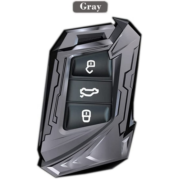 Autek Metal Car Remote Key Fob Cover Case for Volkswagen Jetta MK1-MK6 Polo Golf GTI/Rabbit/R/MK6/MK5 Beetle Passat Tiguan with Key Chain(Grey)