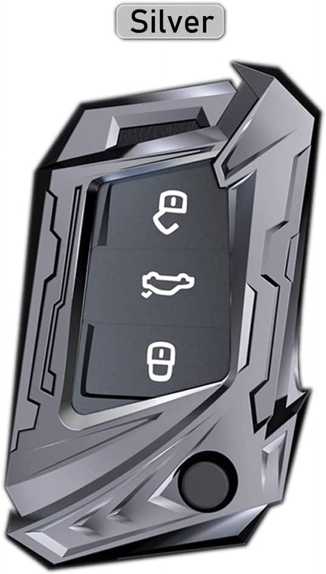 Autek for VW Key Fob Cover Case Protector Fit for VW Volkswagen 2016-2017 Golf Polo GTI 2018 2019 Tiguan Keyless Entry Remote with Key Chain (Silver)