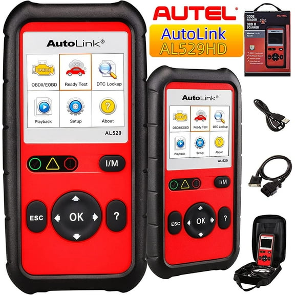 Autel AL529HD AutoLink  Heavy Duty Vehicle Upgraded AL519/AL529 Compatible SAE-J1939/J1708 Code Reader and Emission Tester OBD2 Scanner Read/Erase DTCs Freeze Frame Data Live Data Multilingual menu