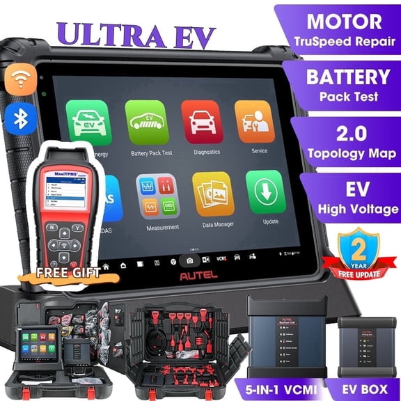 Autel Auto Diagnostic Scanner Tools MaxiSys Ultra EV:Updated of MS Ultra Elite II Pro w/EVDiag Kit,High-Voltage System & Battery Analysis, MaxiFlash VCMI, Motor TruSpeed Repair