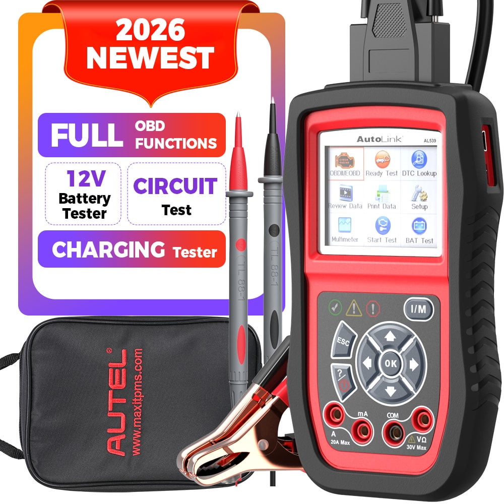 Autel AL539B OBD2 Scanner, 3-in-1 Code Reader Battery Tester Avometer for 12 Volts Batteries, Full OBDII Diagnosis &Circuit Starting & Charging Systems Test, up of AL539