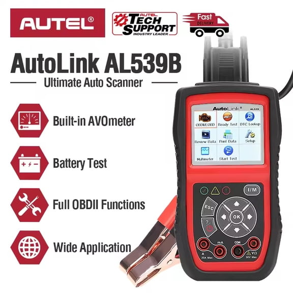 Autel Autolink AL539B OBD2 Scanner 12V Batter Tester Automotive Analyzer DC AC Avometer 3 in 1 Code Reader PK al539 Free Update