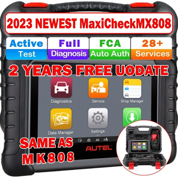 Autel MX808 MaxiCheck 2022 Upgraded Version Compatiable with BT506 MV108 MV105 Automotive OBD2 Scanner All System Diagnostic Tool Bi-Directional Control Same as MaxiCOM MK808 28+ Services FCA Access