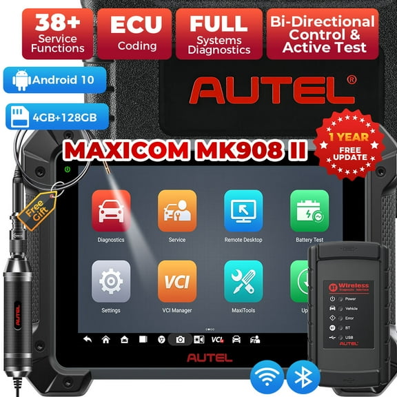 Autel MaxiCOM MK908 II Scanner-10.1",38+ Service, 3K+ Bidirectional Tool, ECU Coding as Elite 2 PRO MK908 Pro II MS908S Pro II