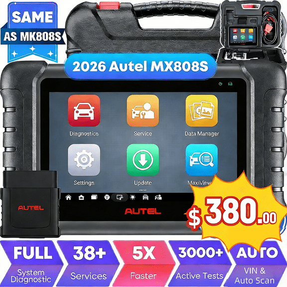 Autel MaxiCheck MX808S Car Diagnostic Scan Tool All System Diagnoses, Active Tests, 28+ Services FCA AutoAuth 2 Year Free Update